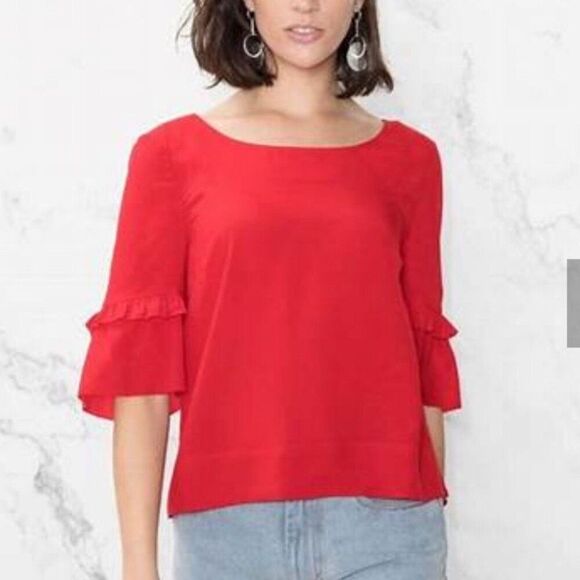 & Other Stories Ruffle Sleeve Short Blouse 2 - Picture 2 of 9